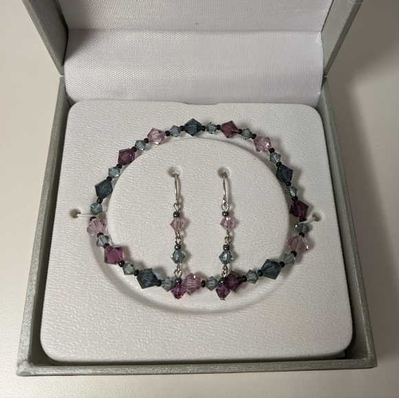 NIB Sterling Silver Swarovski Elements Bracket and Earrings - Picture 2 of 5
